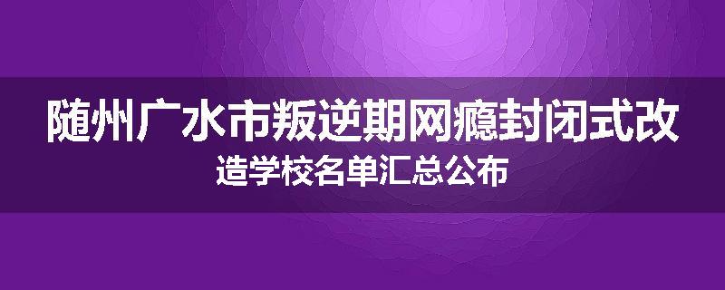 随州广水市叛逆期网瘾封闭式改造学校名单汇总公布