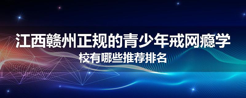 江西赣州正规的青少年戒网瘾学校有哪些推荐排名