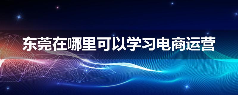 东莞在哪里可以学习电商运营