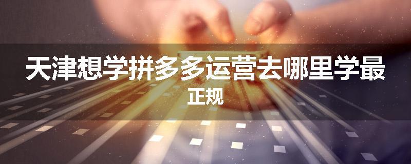 天津想学拼多多运营去哪里学最正规