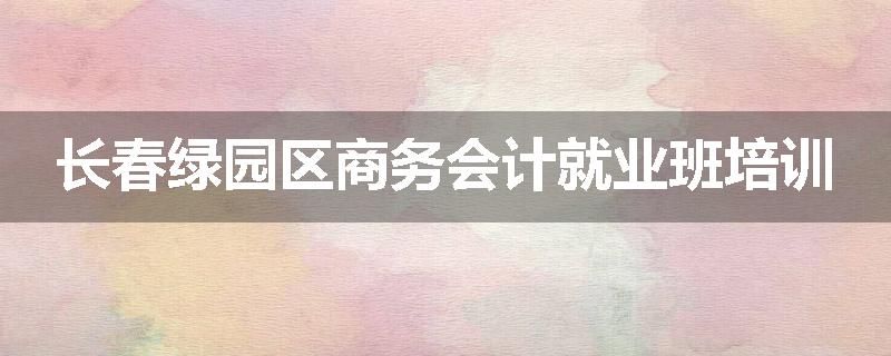 长春绿园区商务会计就业班培训
