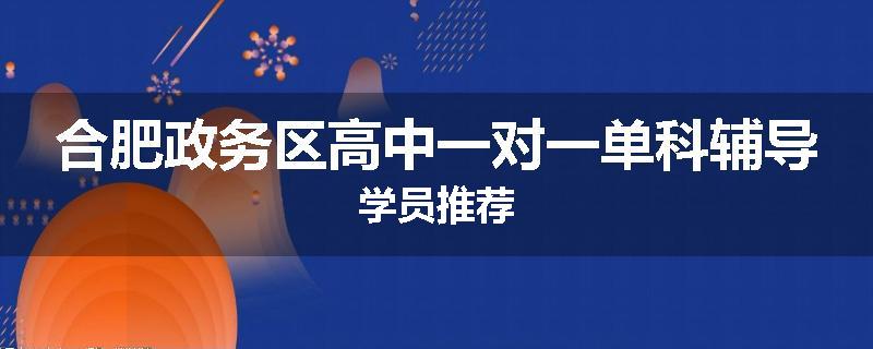 合肥政务区高中一对一单科辅导学员推荐