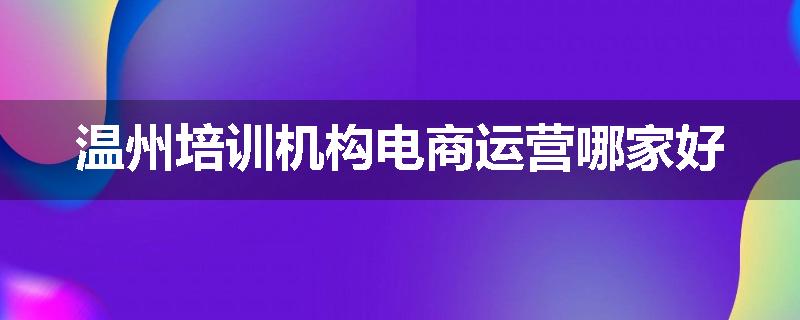 温州培训机构电商运营哪家好