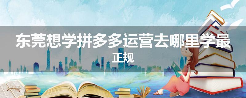 东莞想学拼多多运营去哪里学最正规