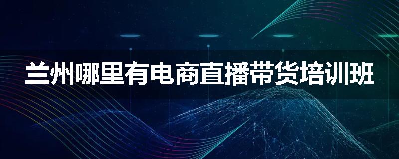 兰州哪里有电商直播带货培训班