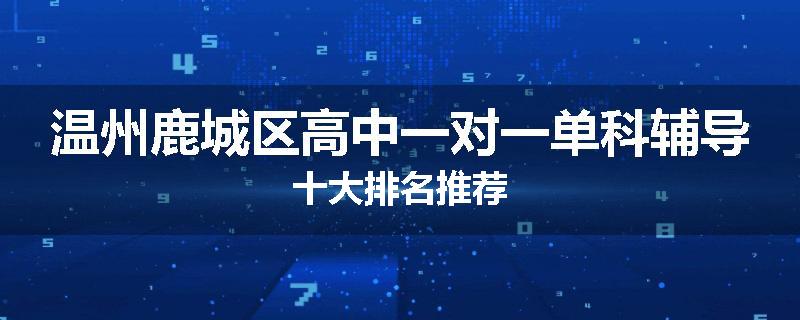 温州鹿城区高中一对一单科辅导十大排名推荐
