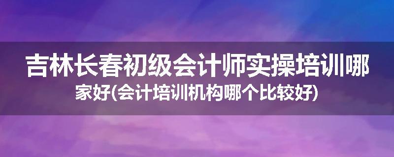 吉林长春初级会计师实操培训哪家好(会计培训机构哪个比较好)
