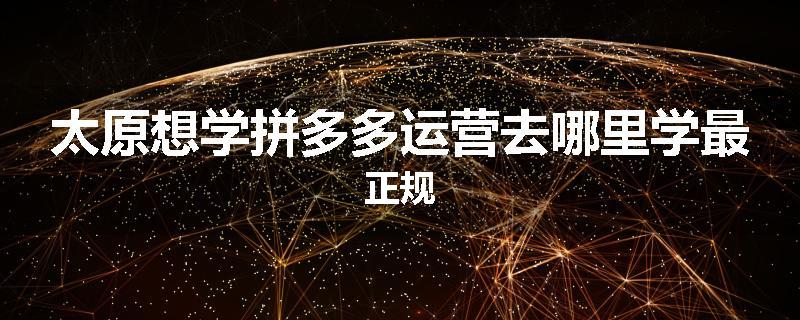 太原想学拼多多运营去哪里学最正规