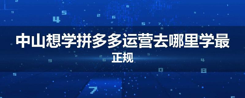 中山想学拼多多运营去哪里学最正规