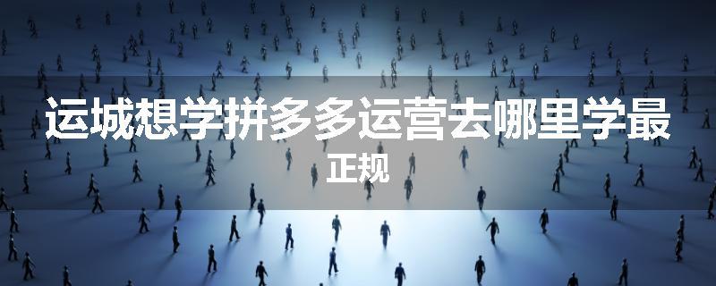 运城想学拼多多运营去哪里学最正规