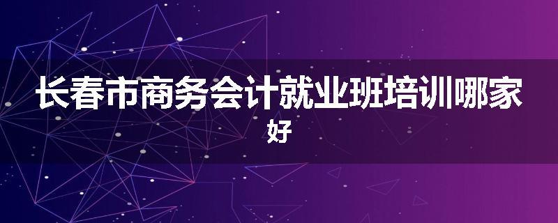 长春市商务会计就业班培训哪家好