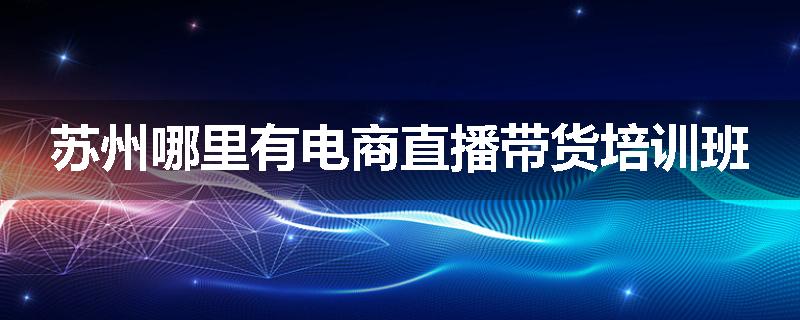 苏州哪里有电商直播带货培训班
