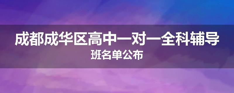 成都成华区高中一对一全科辅导班名单公布