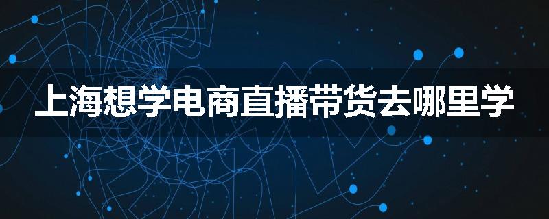 上海想学电商直播带货去哪里学