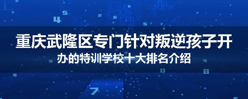 重庆武隆区专门针对叛逆孩子开办的特训学校十大排名介绍