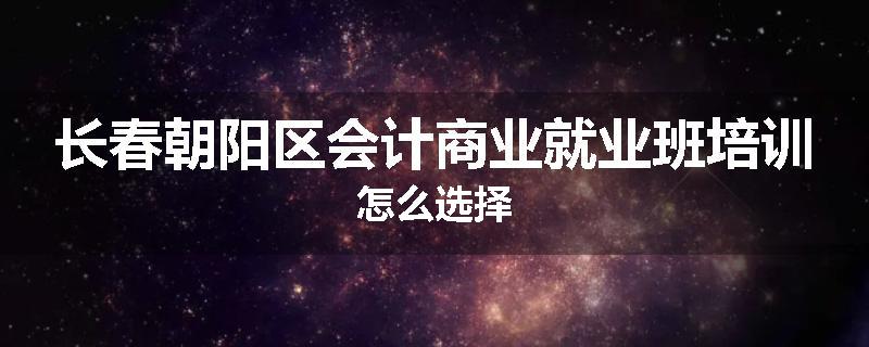 长春朝阳区会计商业就业班培训怎么选择
