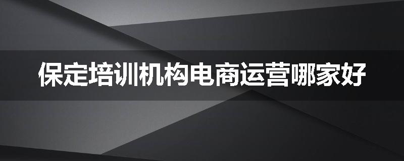 保定培训机构电商运营哪家好