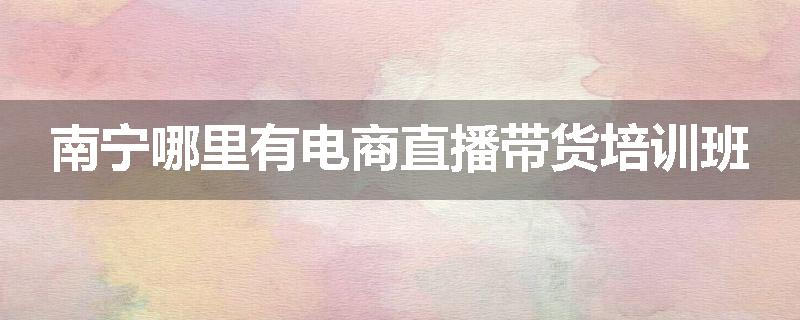 南宁哪里有电商直播带货培训班