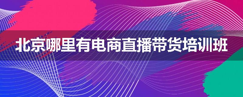 北京哪里有电商直播带货培训班