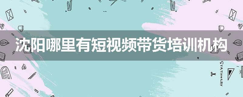 沈阳哪里有短视频带货培训机构