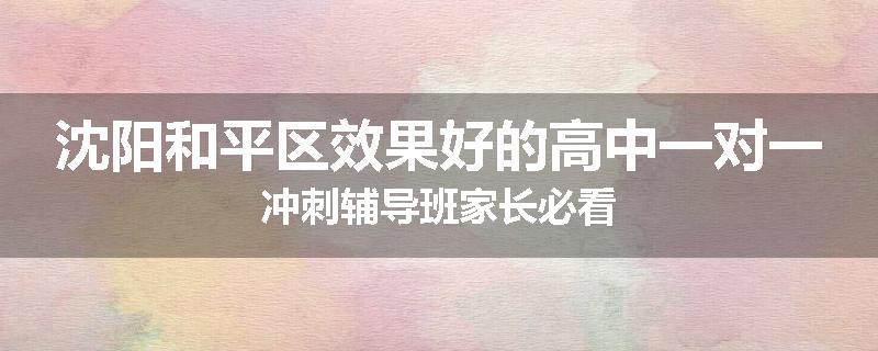 沈阳和平区效果好的高中一对一冲刺辅导班家长必看