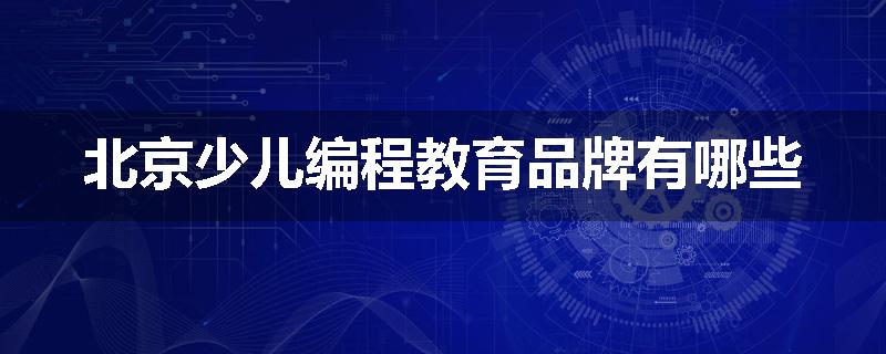 北京少儿编程教育品牌有哪些