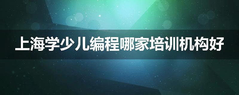 上海学少儿编程哪家培训机构好