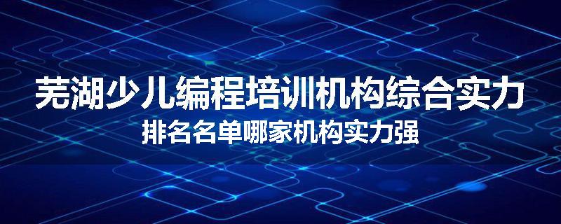 芜湖少儿编程培训机构综合实力排名名单哪家机构实力强
