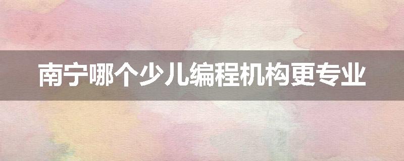 南宁哪个少儿编程机构更专业