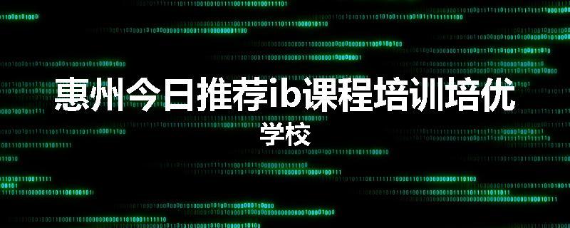 惠州今日推荐ib课程培训培优学校