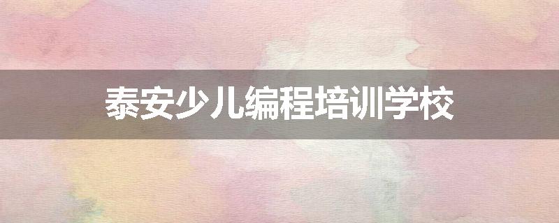 泰安少儿编程培训学校