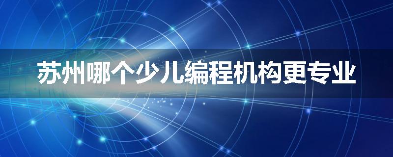 苏州哪个少儿编程机构更专业