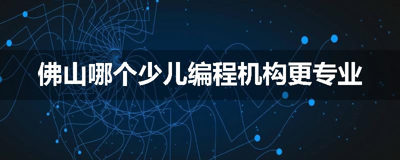 佛山哪个少儿编程机构更专业