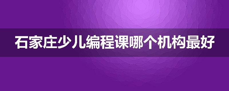 石家庄少儿编程课哪个机构最好