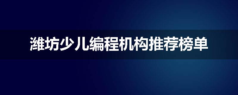 潍坊少儿编程机构推荐榜单