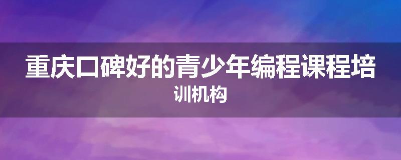 重庆口碑好的青少年编程课程培训机构