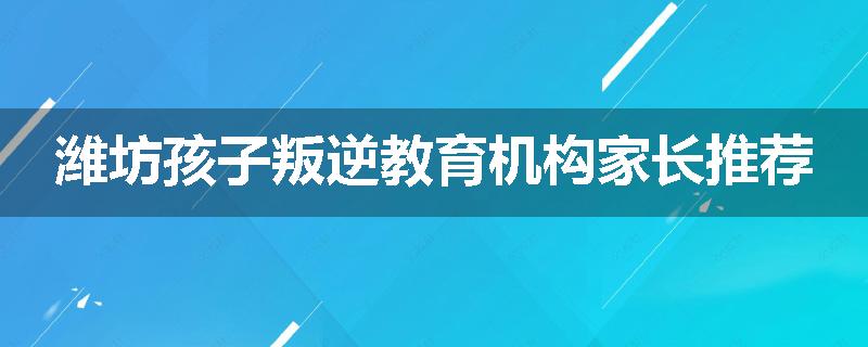 潍坊孩子叛逆教育机构家长推荐