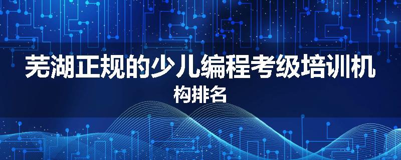 芜湖正规的少儿编程考级培训机构排名