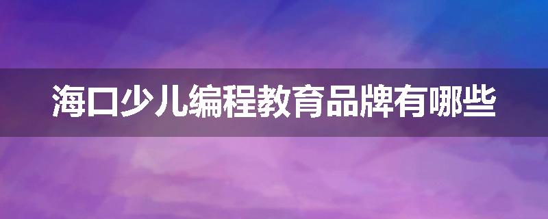 海口少儿编程教育品牌有哪些
