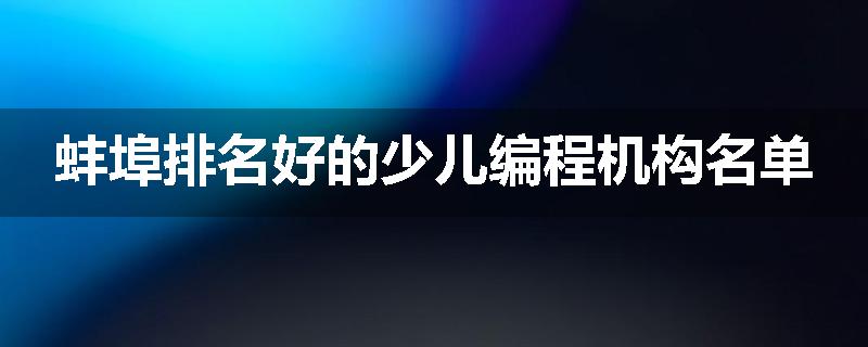 蚌埠排名好的少儿编程机构名单