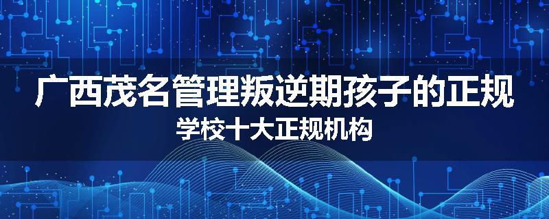 广西茂名管理叛逆期孩子的正规学校十大正规机构