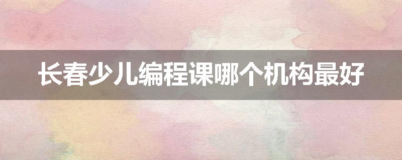 长春少儿编程课哪个机构最好