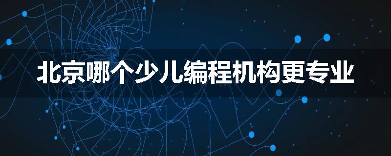 北京哪个少儿编程机构更专业