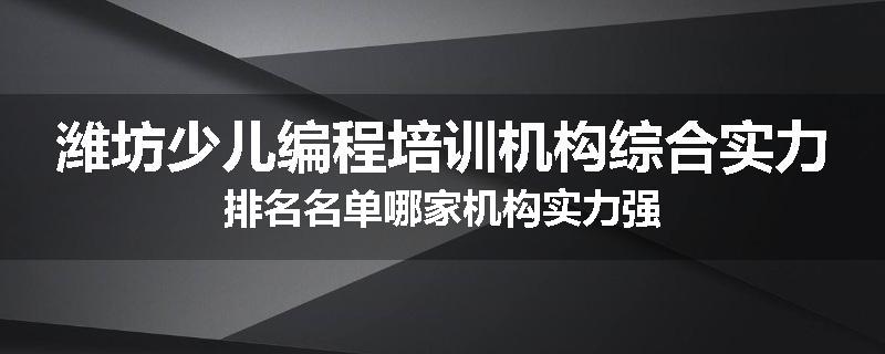 潍坊少儿编程培训机构综合实力排名名单哪家机构实力强