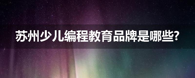 苏州少儿编程教育品牌是哪些?