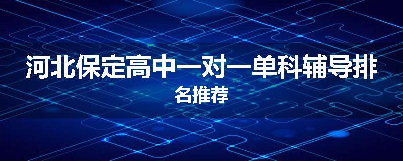 河北保定高中一对一单科辅导排名推荐