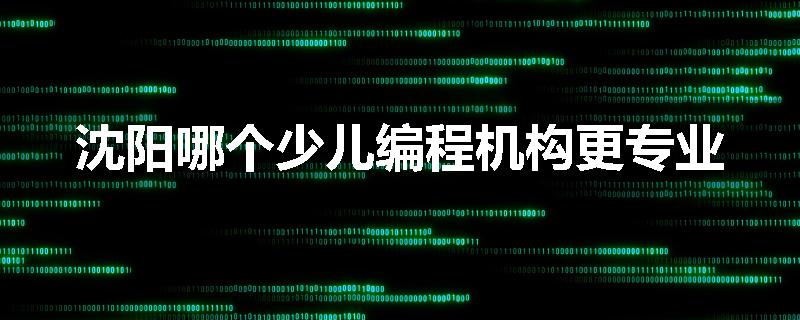 沈阳哪个少儿编程机构更专业