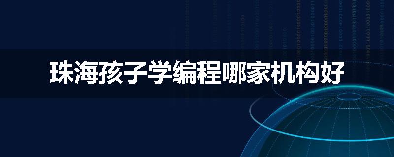 珠海孩子学编程哪家机构好