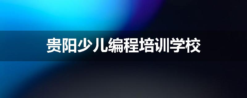 贵阳少儿编程培训学校