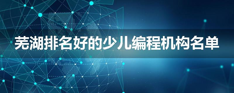 芜湖排名好的少儿编程机构名单